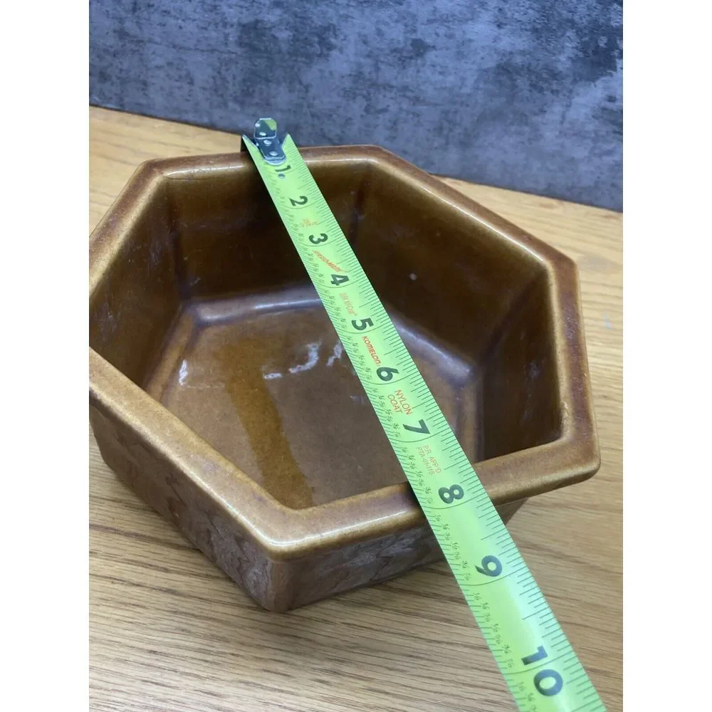 Vintage‎ Haeger Pottery Brown Hexagon Planter 9
